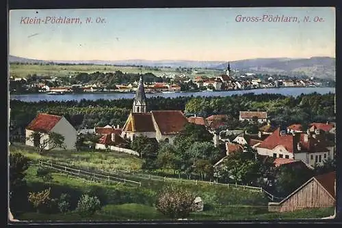 AK Klein-Pöchlarn /N.-Ö., Ortsansicht mit Gross-Pöchlarn aus der Vogelschau