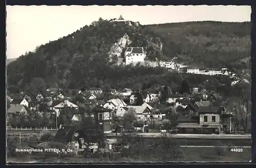 AK Pitten /N. Oe., Blick auf Bahnhof und Ort