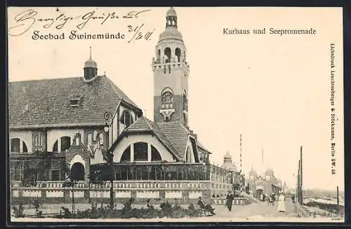 AK Swinemünde, Kurhaus und Seepromenade