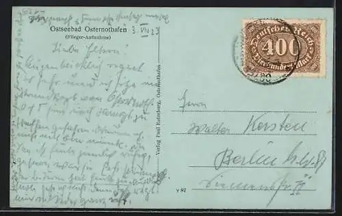 AK Osternothafen, Ostseebad, Teilansicht mit Leuchtturm, Fliegeraufnahme