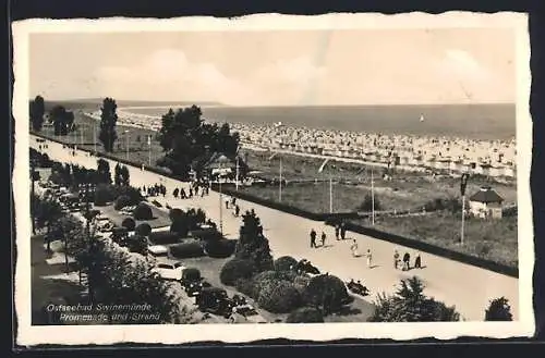 AK Swinemünde, Ostseebad, Promenade und Strand