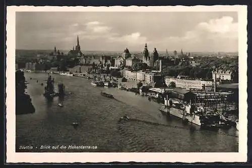 AK Stettin / Szczecin, Blick auf die Hakenterrasse