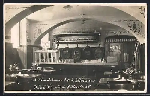 AK Wien, Gasthaus A. Schmalzbauers Ital. Weinstube, Mariahilferstrasse 80