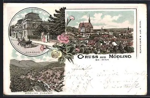 Lithographie Mödling bei Wien, Cursalon, Mödling Klausen