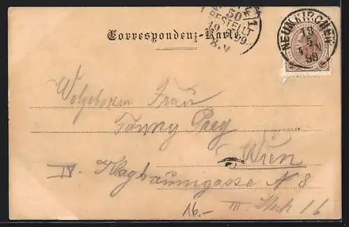 AK Neunkirchen, Strassenpartie mit Kirche und Denkmal