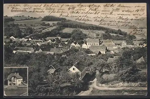 AK Grafenbach, Ortsansicht vom Berg aus