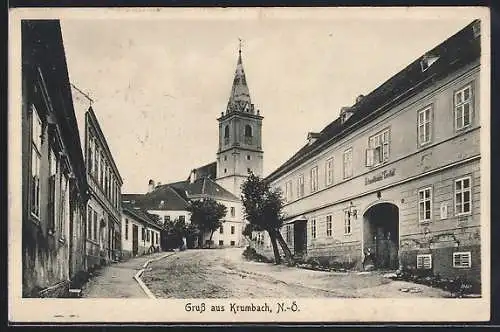 AK Krumbach, Strassenpartie mit Schandlbauer`s Gasthaus