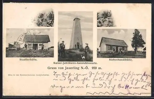 AK Jauerling, Staufferhütte, Siebenhandlhütte, Aussichtswarte