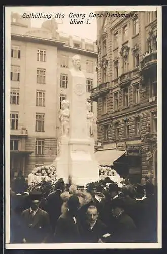 AK Wien, Enthüllung Georg Coch-Denkmal am Georg-Coch-Platz am 28. Mai 1913