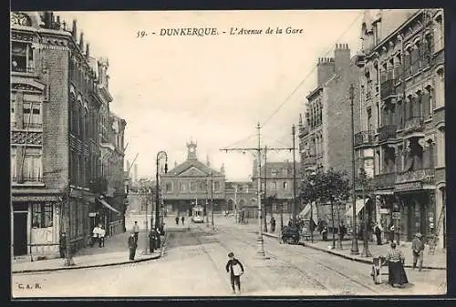 AK Dunkerque, Strassenpartie: l`Avenue de la Gare