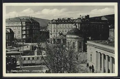 AK Baden, Josefsplatz mit Strassenbahn