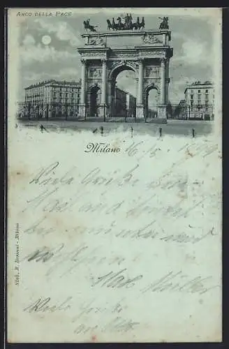 Mondschein-AK Milano, Arco della Pace