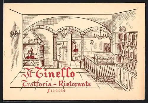 Künstler-AK Fiesole /Firenze, Trattoria-Restorante Il Tinello