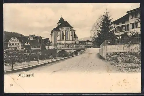AK Appenzell, Strassenpartie mit Kirche