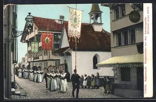 AK Appenzell, Prozession in Höhe der Abtskapelle