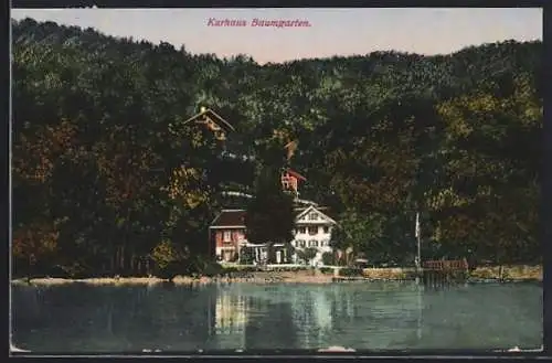 AK Immensee am Zugersee, Kurhaus Baumgarten vom Wasser aus