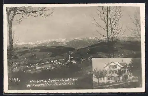 AK Grub /St. Gallen, Gasthaus-Pension Rossbüchel Ad. Schmid, Blick auf Heiden u. Vorarlberge