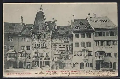 AK Stein a. Rh., Marktplatz-Partie mit Hotel Sonne