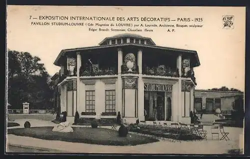 AK Paris, Exposition International des Arts Decoratifs, Pavillon Studium-Louvre, Ausstellung, Art Deco