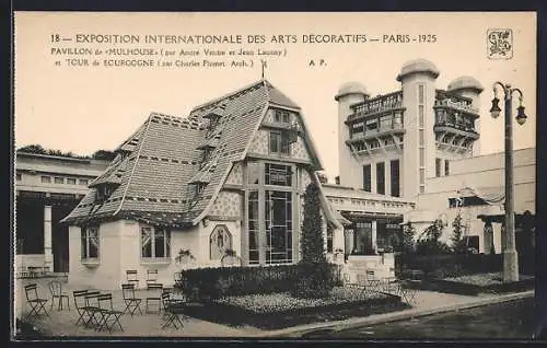 AK Paris, Exposition des Arts décoratifs 1925, Pavillon de Mulhouse - Tour de Bourgogne