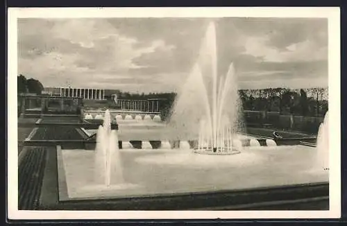 AK Essen, Grosse Ruhrländische Gartenbau-Ausstellung 1929, Wasserterrassen gegen Rosencafe