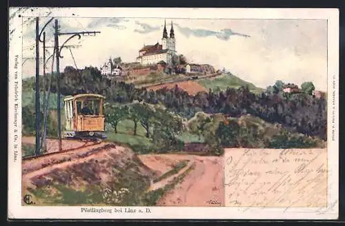 Künstler-AK Edward Harrison Compton: Linz, Pöstlingbergbahn, Verlag Philipp + Kramer