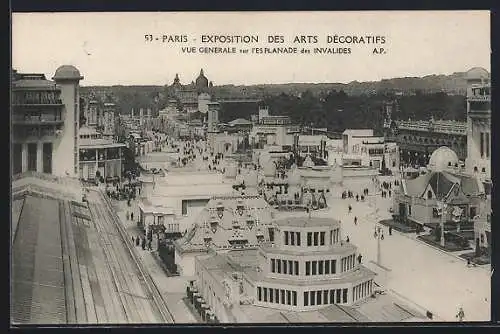 AK Paris, Exposition des Arts décoratifs 1925, Vue Générale sur l`Esplanade des Invalides