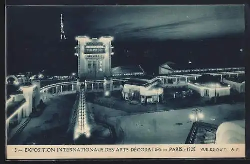 AK Paris, Exposition des Arts décoratifs 1925, Vue de Nuit