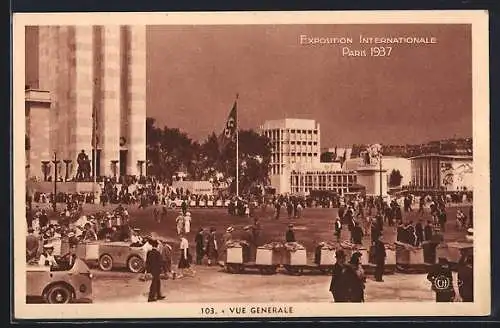 AK Paris, Exposition internationale 1937, Vue Générale,  und Besucherbahn