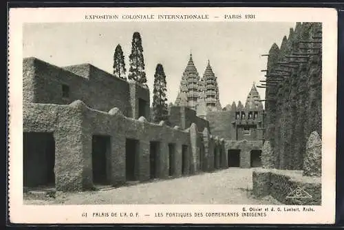 AK Paris, Exposition coloniale internationale 1931, Palais de l`A. O. F., les Portiques des Commercants indigenes