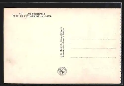 AK Paris, Exposition internationale 1937, vue prise du pavillon de la Suisse