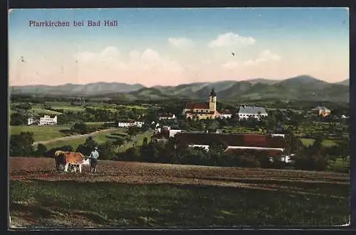 AK Pfarrkirchen bei Bad Hall, Ortspartie mit Kirche