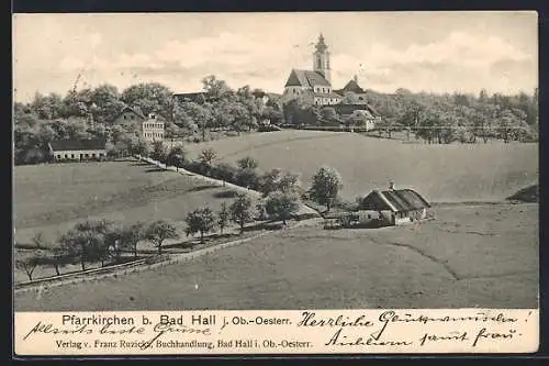 AK Pfarrkirchen b. Bad Hall, Ortspartie mit Kirche