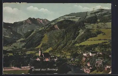 AK Ternberg, Ortsansicht mit Brücke und Umgebung