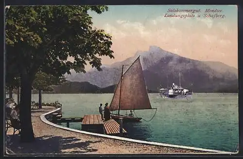 AK Mondsee, Landungsplatz und Schafberg