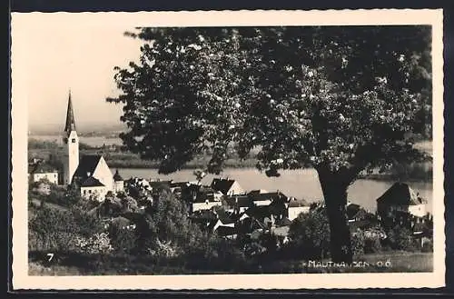 Foto-AK Mauthausen, Teilansicht vom Berg aus