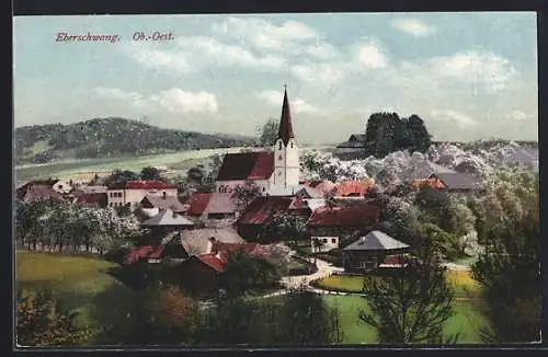 AK Eberschwang /Ob.-Oest., Teilansicht mit Kirche