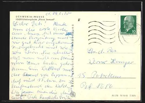 AK Schwerin-Muess / Mecklenburg, FDGB-Erholungsheim Pierre Semard