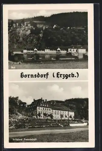 AK Gornsdorf, Volkshaus Freundschaft, Bad