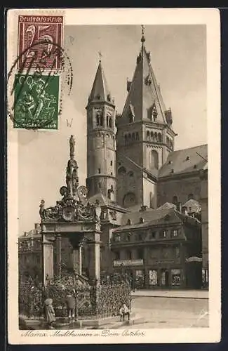 AK Mainz, Marktbrunnen und Dom, Ostchor