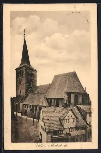 AK Uelzen, Marienkirche aus der Vogelschau