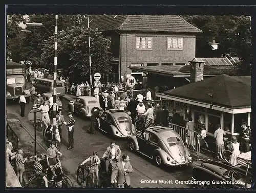 AK Gronau / Westf., Grenzübergang Glanerbrücke, Auto VW-Käfer