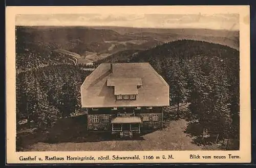 AK Hornisgrinde /Nördl. Schwarzwald, Blick vom neuen Turm auf Gasthof Hornisgrinde