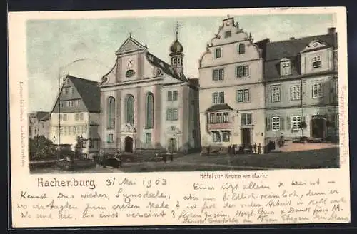 AK Hachenburg, Hotel zur Krone am Markt