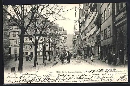 AK Hann. Münden, Langestrasse mit Geschäften