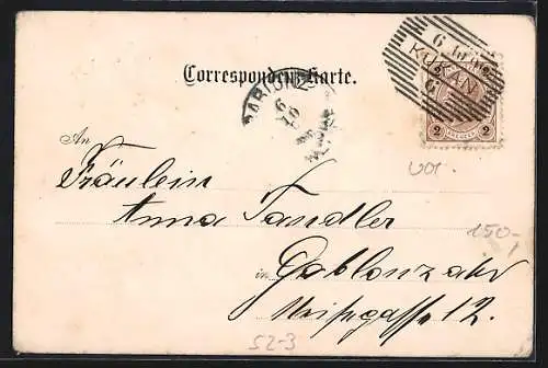 Lithographie Zwei Sommerblumen mit Knabenköpfen, Guten Tag