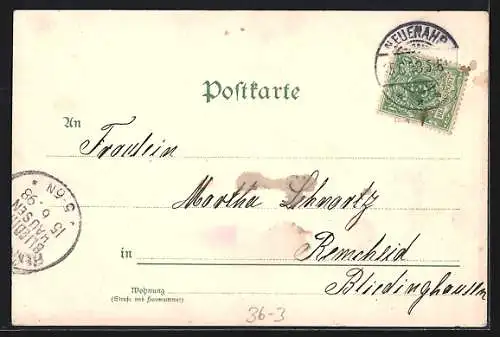 Lithographie Trompeter bei Mondschein, Liebespaar in Heidelandschaft, Behüt Dich Gott