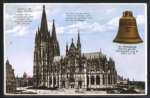 AK Köln, Dom, Südseite, St. Peterglocke