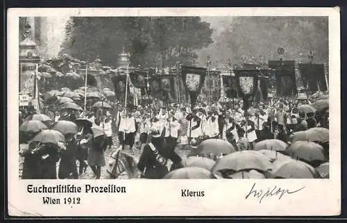 AK Wien, Eucharistische Prozession 1912, Klerus