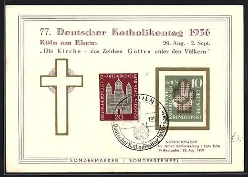 Künstler-AK Köln am Rhein, 77. Deutscher Katholikentag 1956, Kreuz